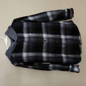 Boys Button Up Hooded Flannel